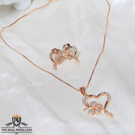 Stylish Heart Butterfly Fancy Gold Plated Necklace Sets for Girls/Women Gold plated necklace sets for girls/women.