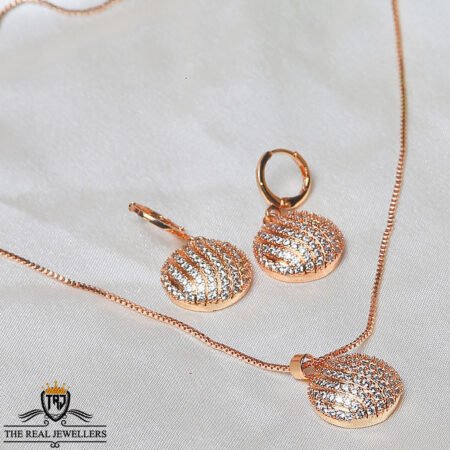 Elegant Circle Golden Stone Necklace Sets