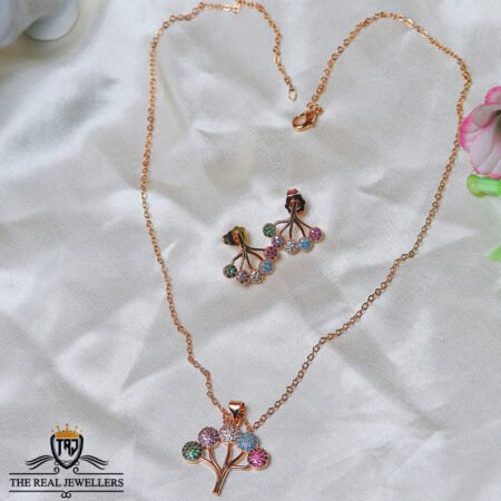 Multi-tree 18k micro gold plated double chain necklace set for Girls/Women necklace sets for girls/women.