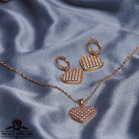 Mini Heart Golden British Design Necklace Set for Girls/Women Necklace Set FOR GIRLS/WOMEN.