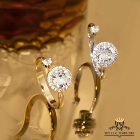 Astonishing Gold Plated With Spinning Crystal Stone Ring For Girls/Women