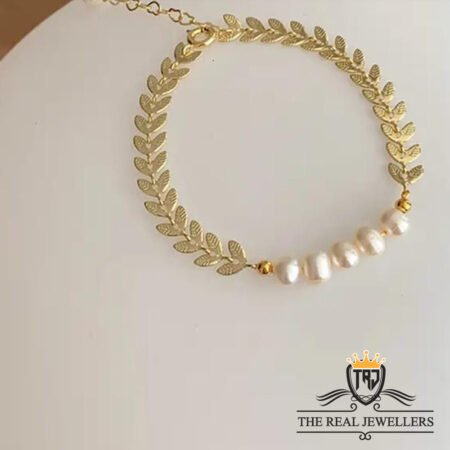 White Pearl Gold Plated Bracelet for Girls/Women.