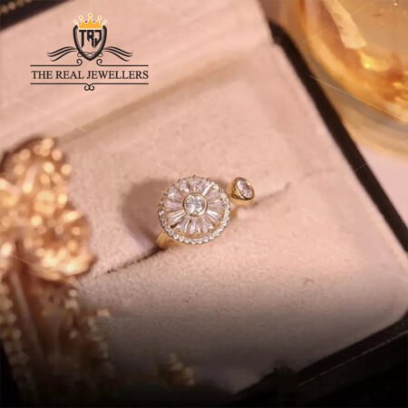 Gold Plated Crystal Stones Spinning Ring For Girls/Women, Ring For Girls/Women.